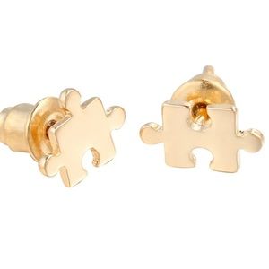 Super cute tiny gold autism awareness earrings nwt